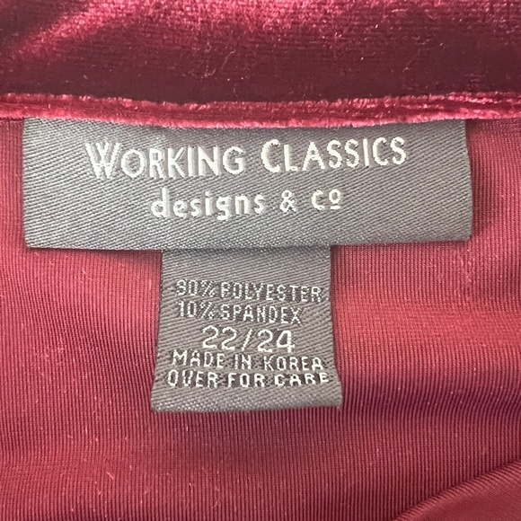 Working Classics Velvet Button‎ Shirt Size 22/24 Burgundy Fairy Glam Mature - Picture 4 of 8